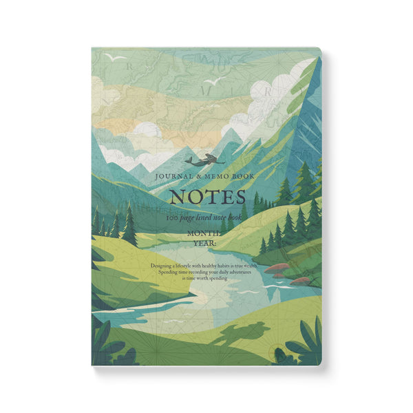 Mountain River Softcover Journal, Eco-Friendly Note Book, Travel Diary, Sketchbook, and Memo Book for everyday.