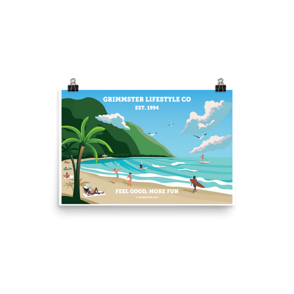 Grimmster Lifestyle Co. Beach Poster - Feel Good, More Fun - GRIMMSTER 