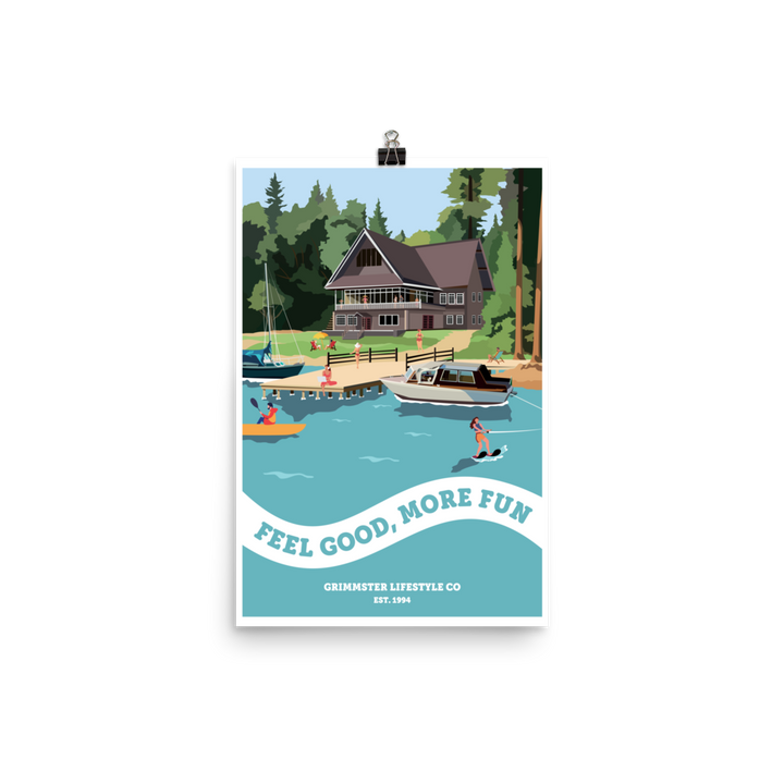 Grimmster Lifestyle Co. Lake Resort Poster - Feel Good, More Fun-Vertical - GRIMMSTER 