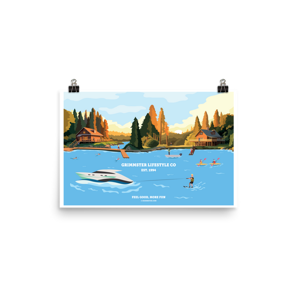 Grimmster Lifestyle Co. Water Skier Poster -Guy- Feel Good, More Fun - GRIMMSTER 